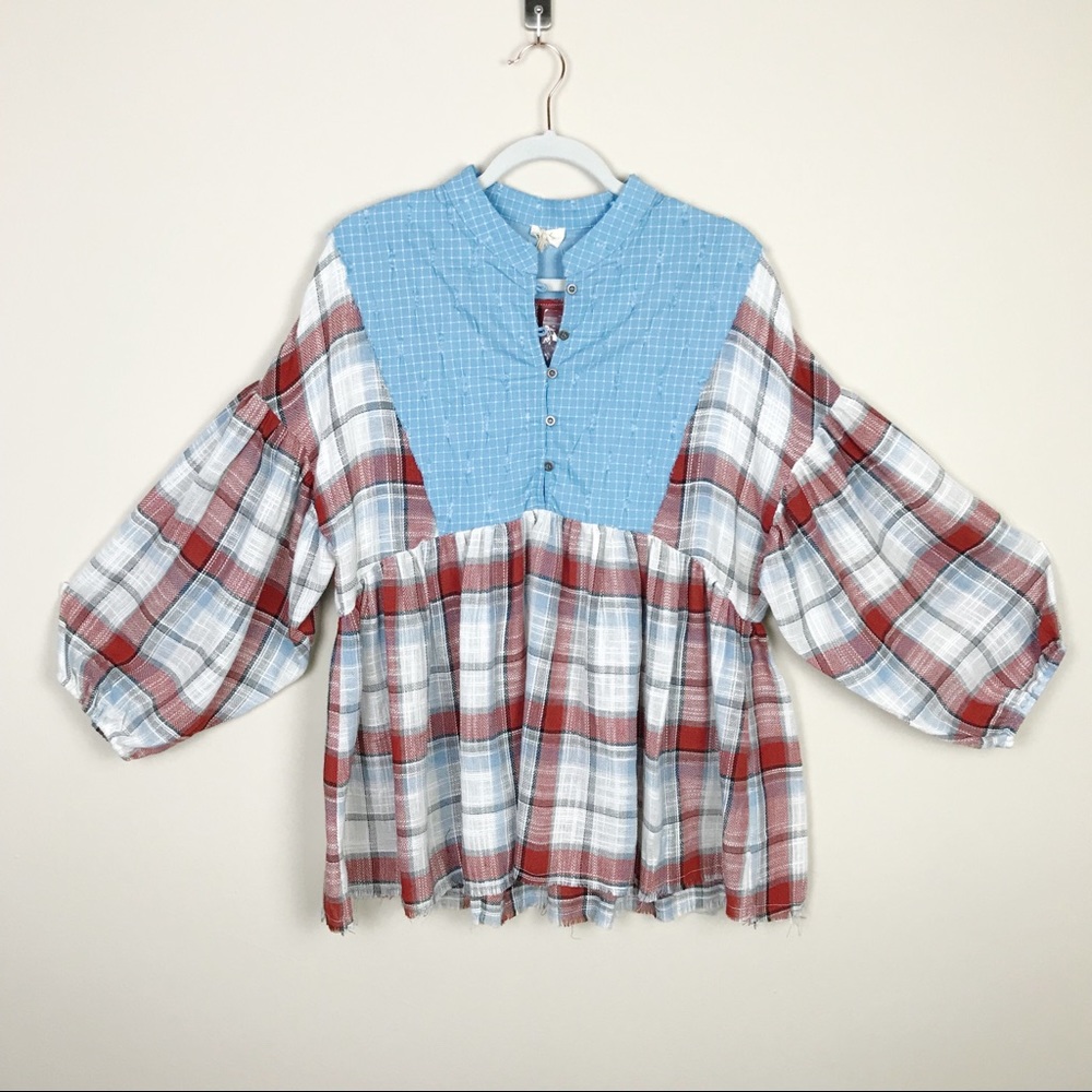 Hyku Peasant Shirt With Puffy Gathered Sleeves